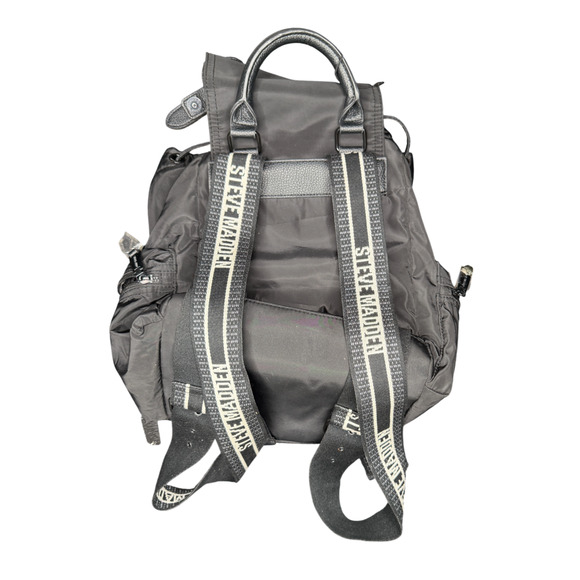 Steve Madden Black Nylon Backpack with Logo Straps - Picture 3 of 3